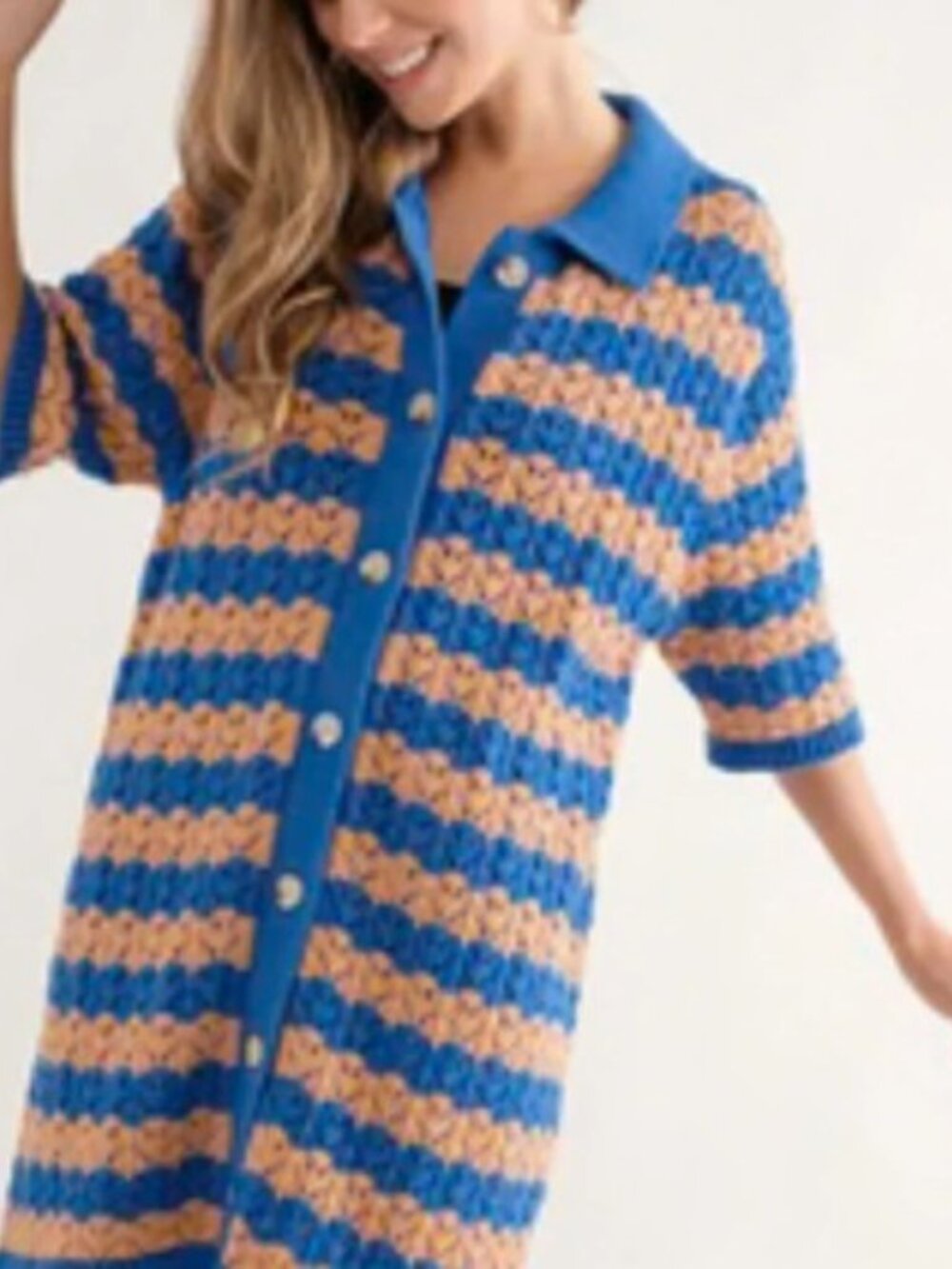 Anthropologie Blue Brown Sweater Dress